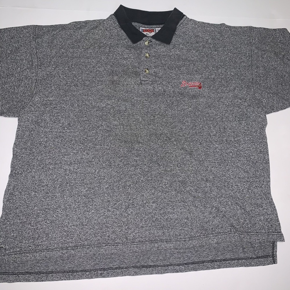 VTG Pro Edge 1997 Atlanta Braves Polo Collar Shirt Mens XL Gray MLB